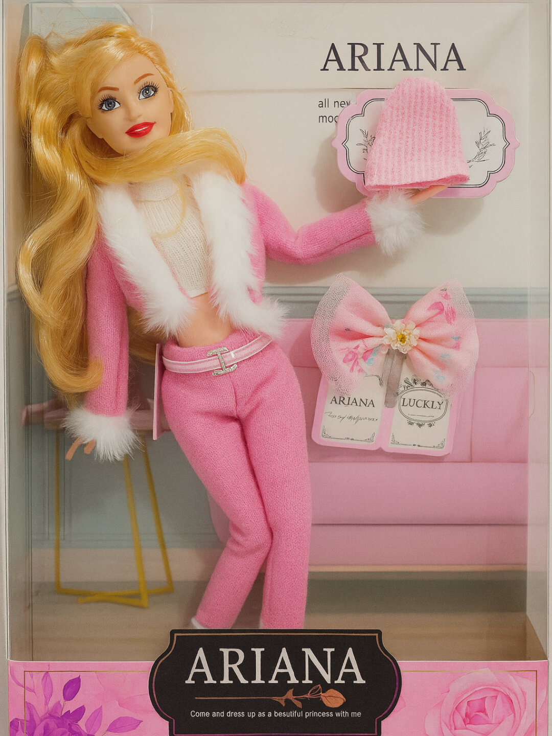 Куклы Ariana – игрушка с платьем и аксессуарами для девочек - Розовый — фото 1