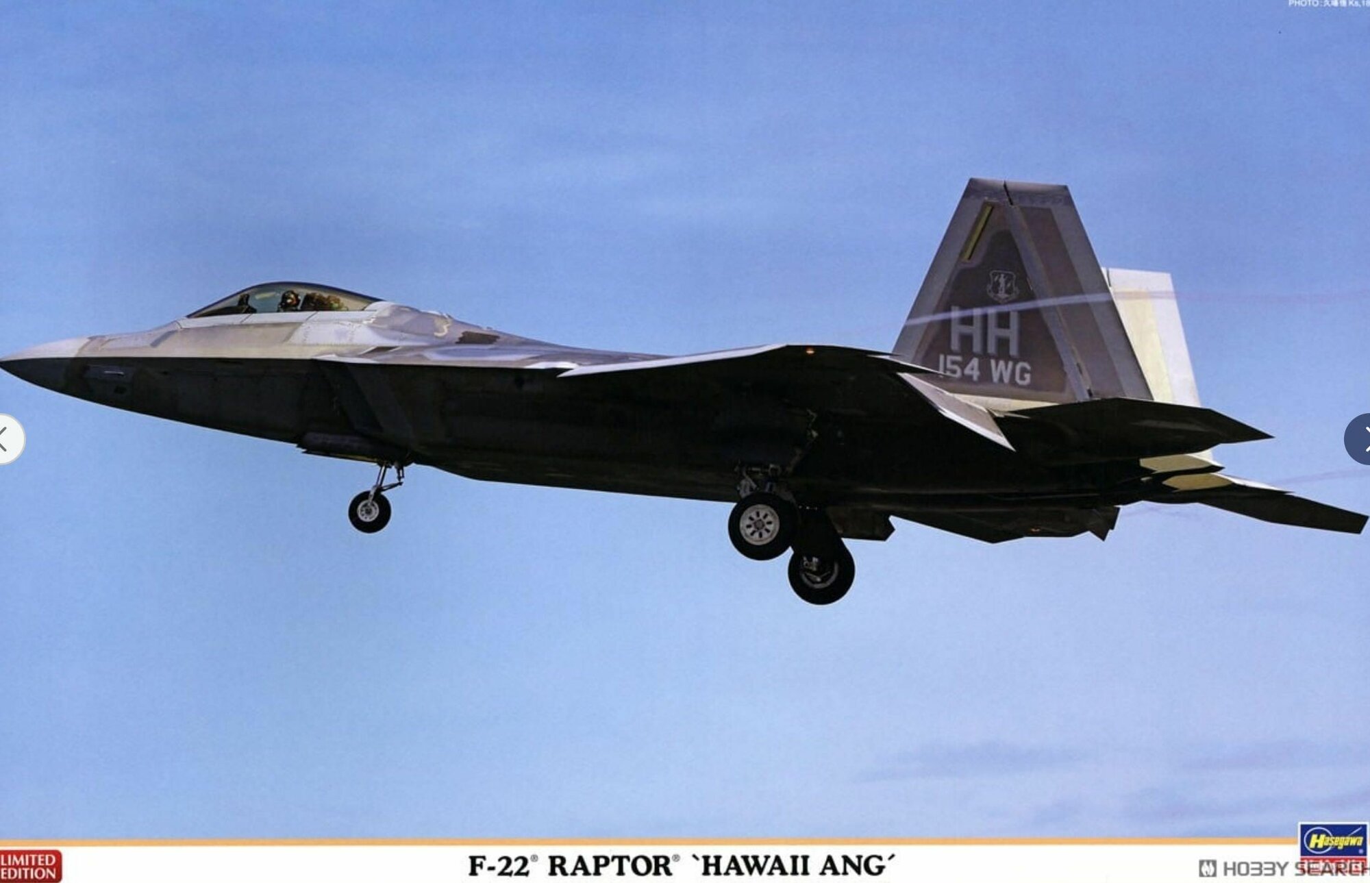 HASEGAWA HA07555 1/48 F-22 Раптор Гавайские ANG Fighter Набор модели сборки истребителя