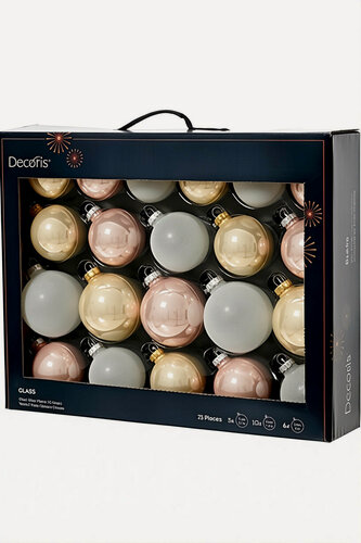 Изображение товара Набор стеклянных шаров снежно-розовая фантазия, эмалевые, глиттер, 5-7 см (упаковка 21 шт.), Winter Deco 149319