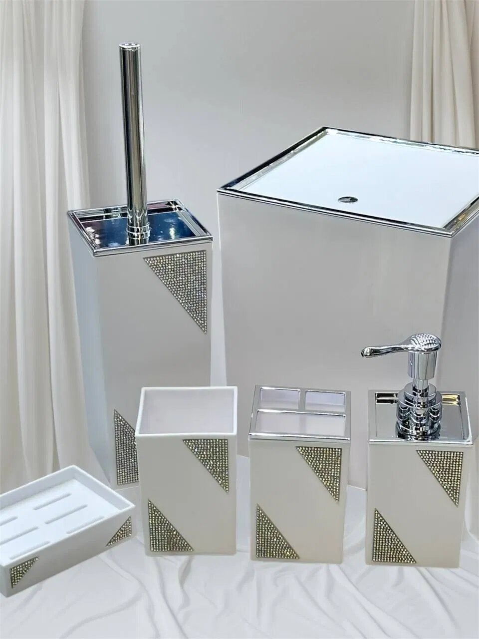 Набор для ванной комнаты, 6 предметов, белого цвета, качественная