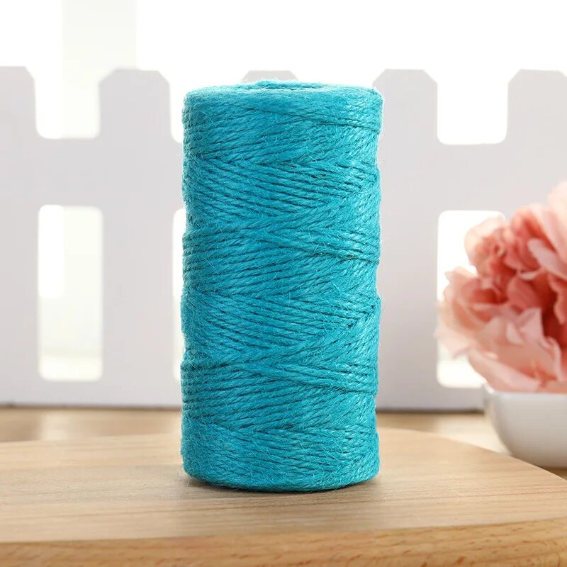 Голубой джутовый шпагат 2 мм, 100 м, Lake blue