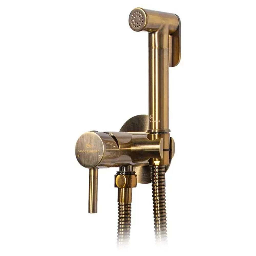 Гигиенический душ со смесителем встраиваемый Grocenberg GB001BR, бронза