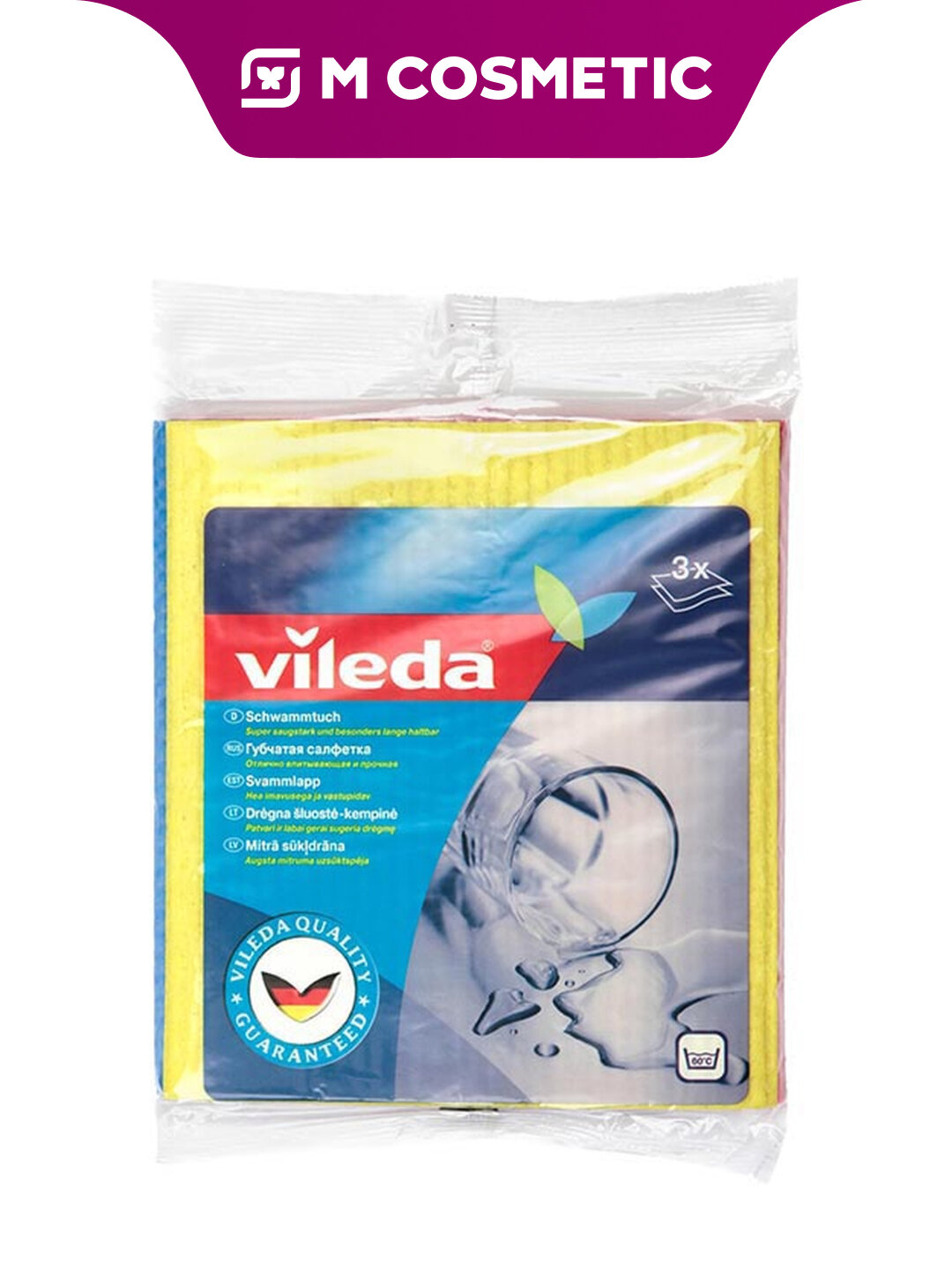 Губчатая салфетка Vileda, для сантехники, универсальная, 3 шт