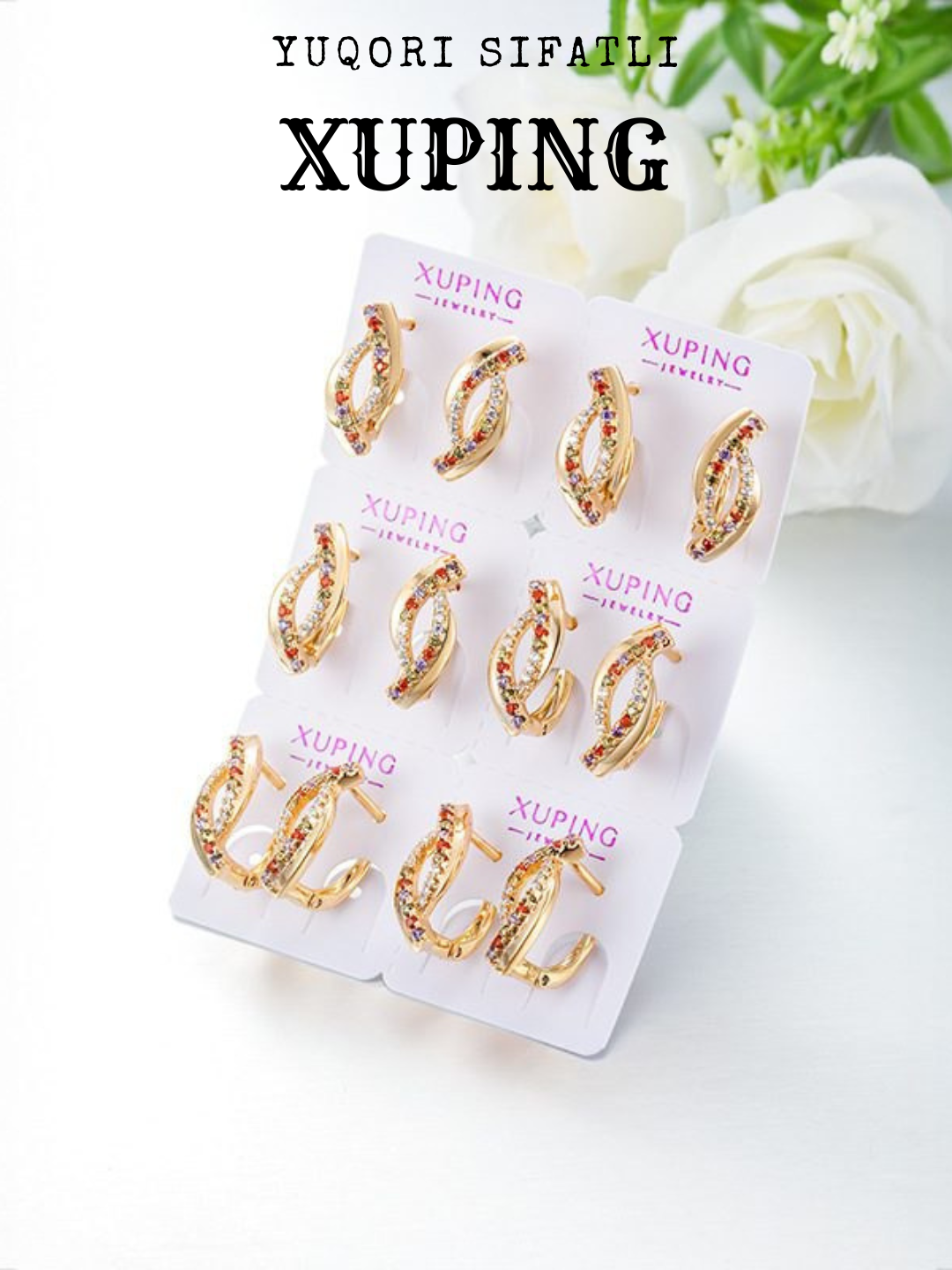 Серьги клипсы, циркон, размер 3 мм, golden — фото 1