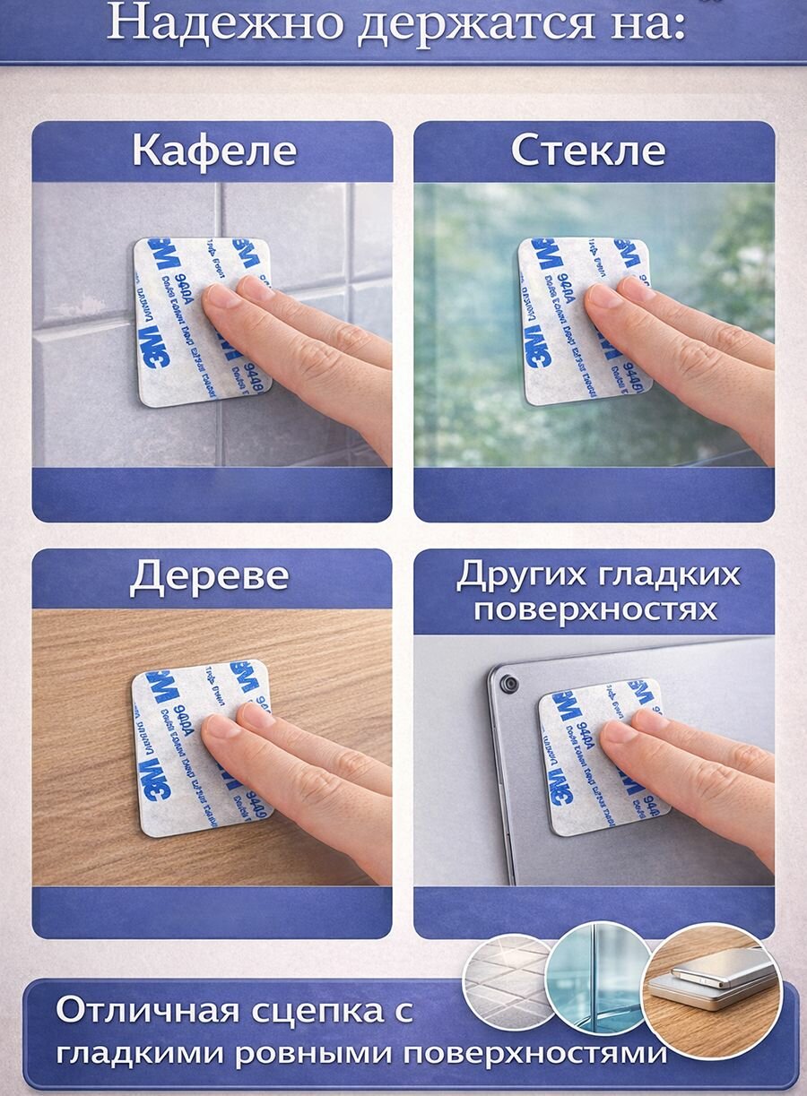 3М клейке пластины 76х65х1.5мм. 10 штук — фото 1