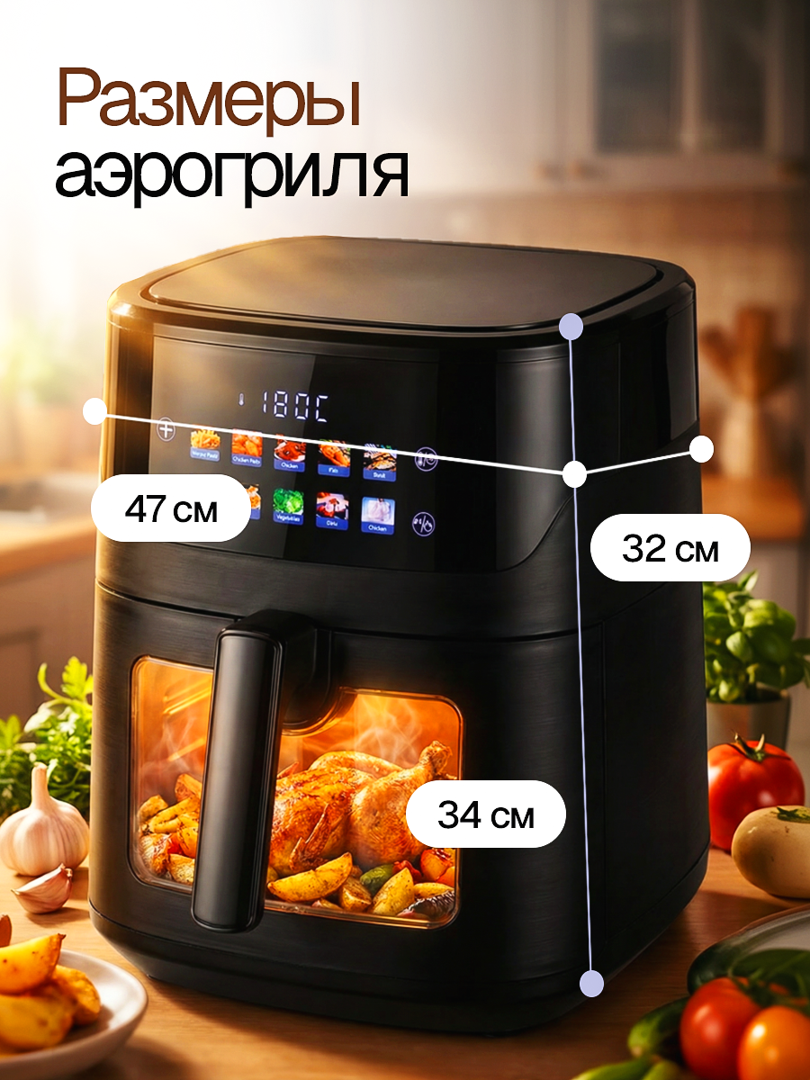 Аэрогриль ELTRONIC 10 программ 6.3 литров/ 1600w (черный) (777-02)