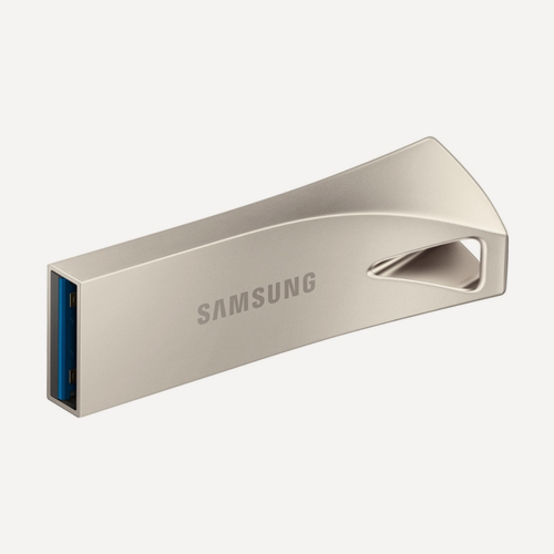 Изображение товара Флешка Samsung BAR Plus 128 Гб, USB 3.1 Gen 1, металл, с отверстием для крепления, серебристый
