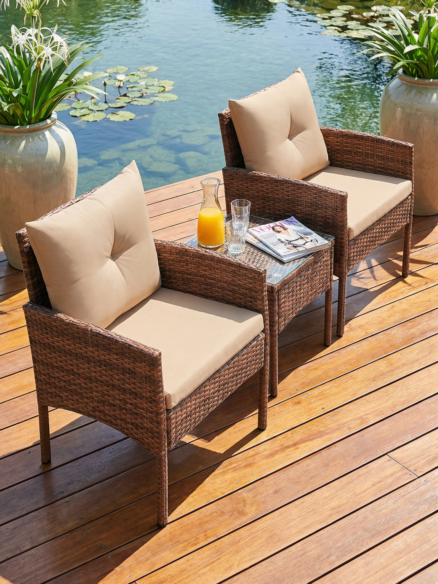 Комплект из искусственного ротанга Фьорд Дуэт (Fjord Duet), капучино