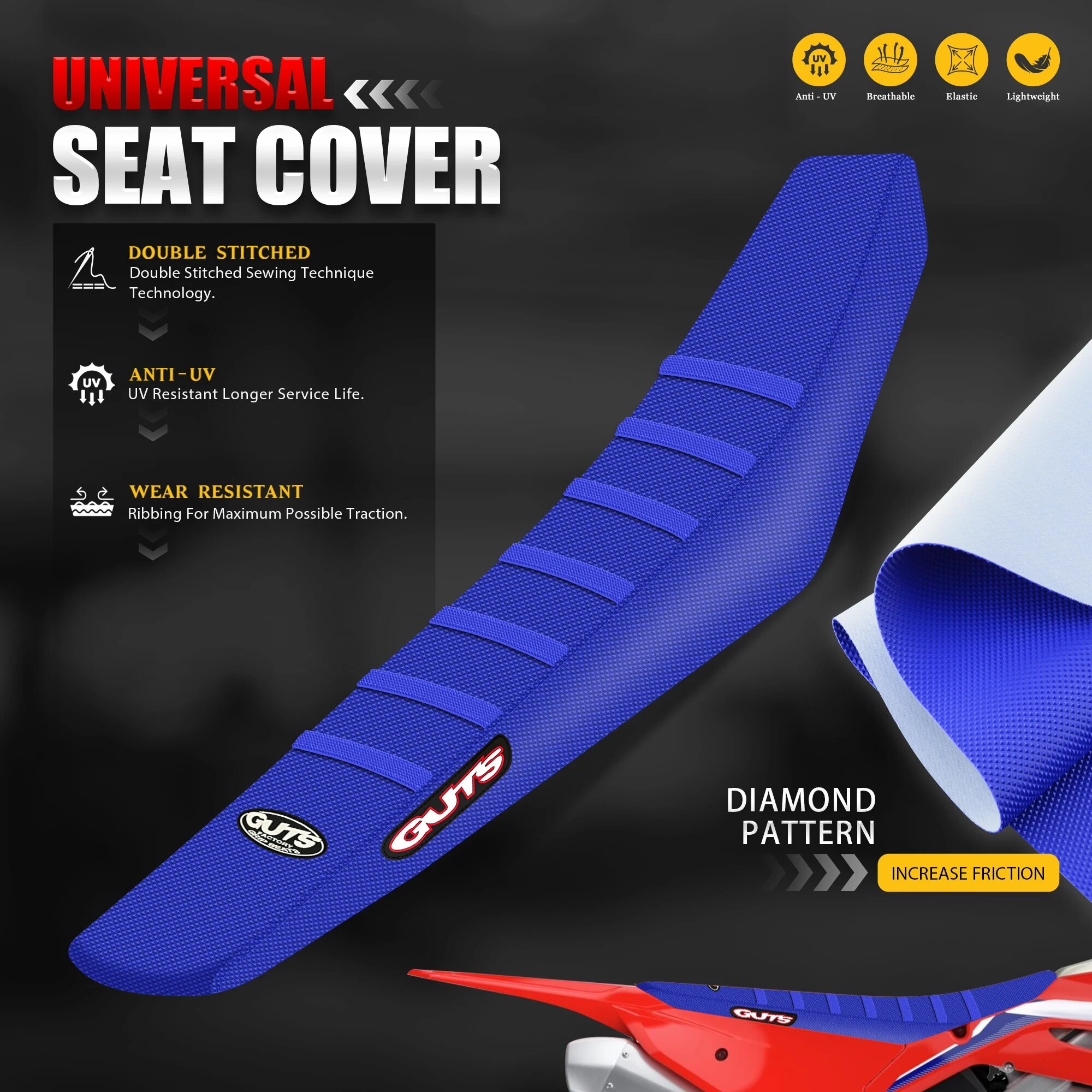 Сиденье для мотоцикла Guts Blue, Diamond Hexagon – купить в