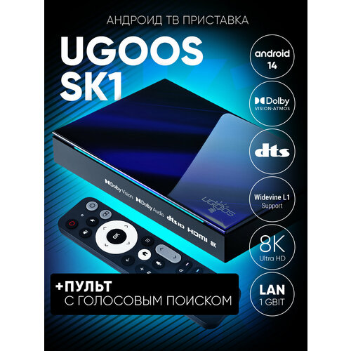 Смарт ТВ приставка Ugoos SK1 8128Gb WiFi-6E c Bluetooth пультом 29100₽