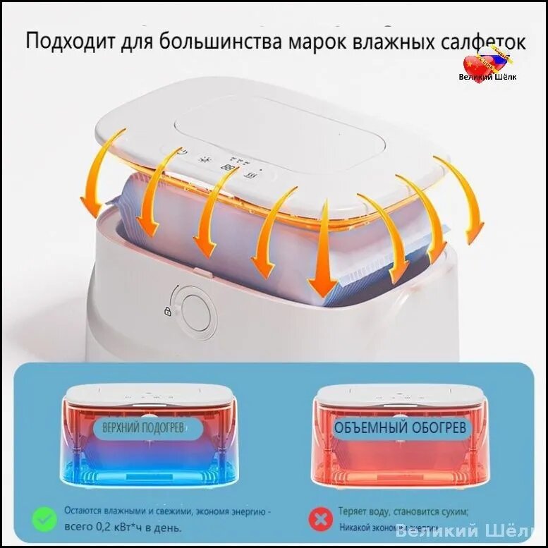 Подогреватель детских салфеток с сенсорным управлением и регулировкой температуры от USB, серый — фото 1