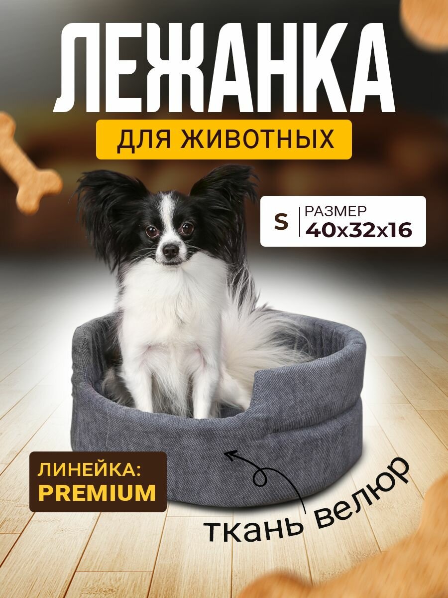 Лежанка для котят и щенков с бортиками Mad Lion Велюр 40х32 см
