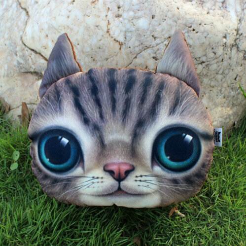 3D мультяшная подушка-головка с коричневой собакой, 30x25 см