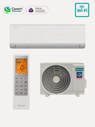Изображение товара Инверторная сплит-система Hisense CITY 2.0, площадь 76 м², Wi-Fi, пульт ДУ, AS-24UW4RBTKA00