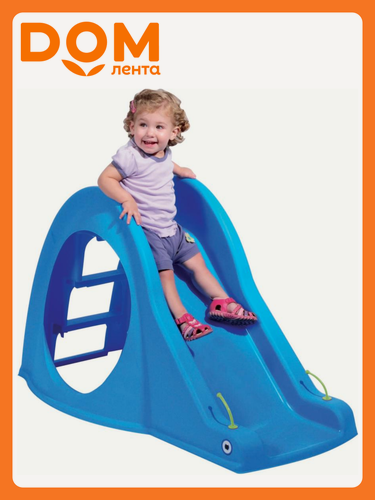 Изображение товара Горка детская, пластик, 112 см x 65 см x 67 см, с лестницей, для улицы и помещения, синяя