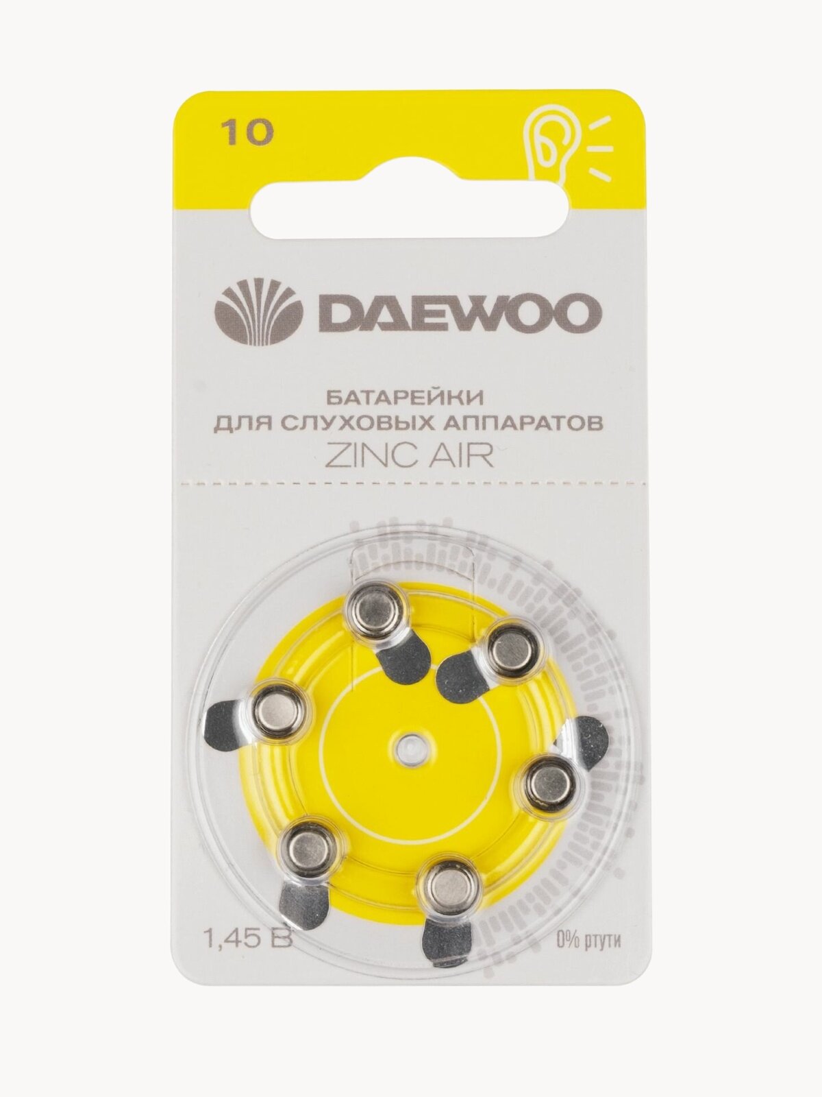 Батарейки для слуховых аппаратов DAEWOO ZA10/PR70, 1,5 В, 6 шт
