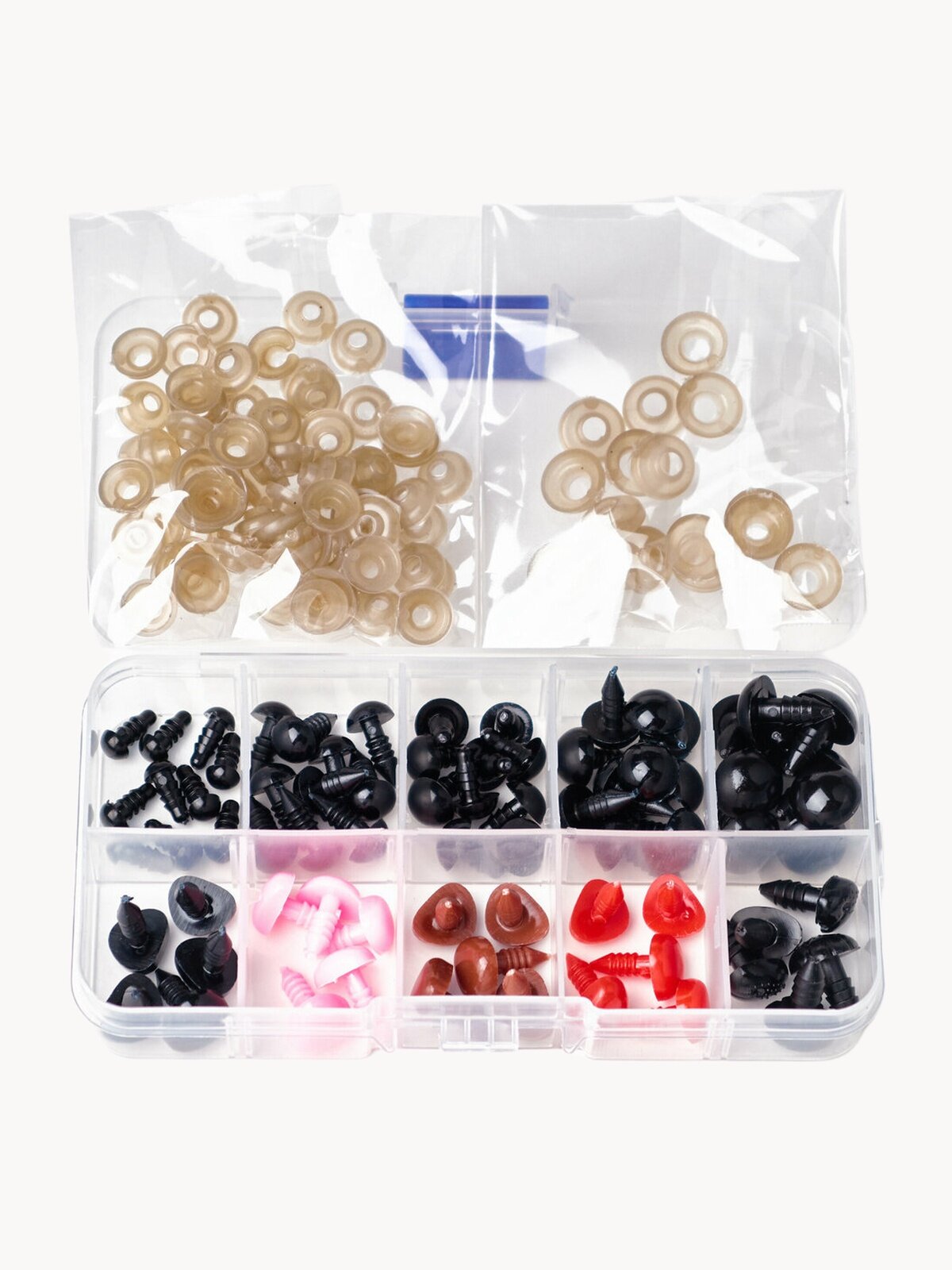 Глазки-носики для игрушек и поделок винтовые набор 75 шт, COLOR Si