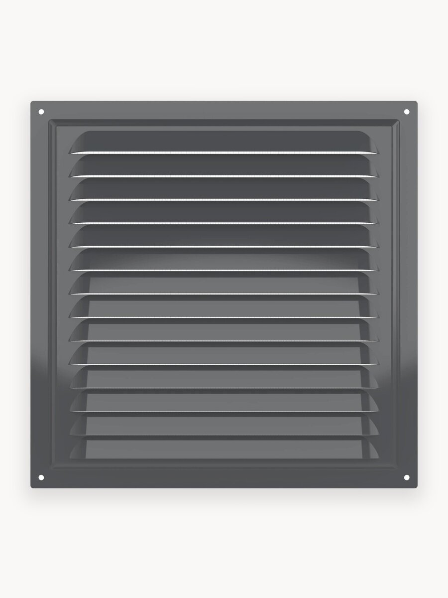 Решетка металлическая ERA 2525МЭ Gray, с сеткой, 250х250 мм, окрашенная сталь, серый