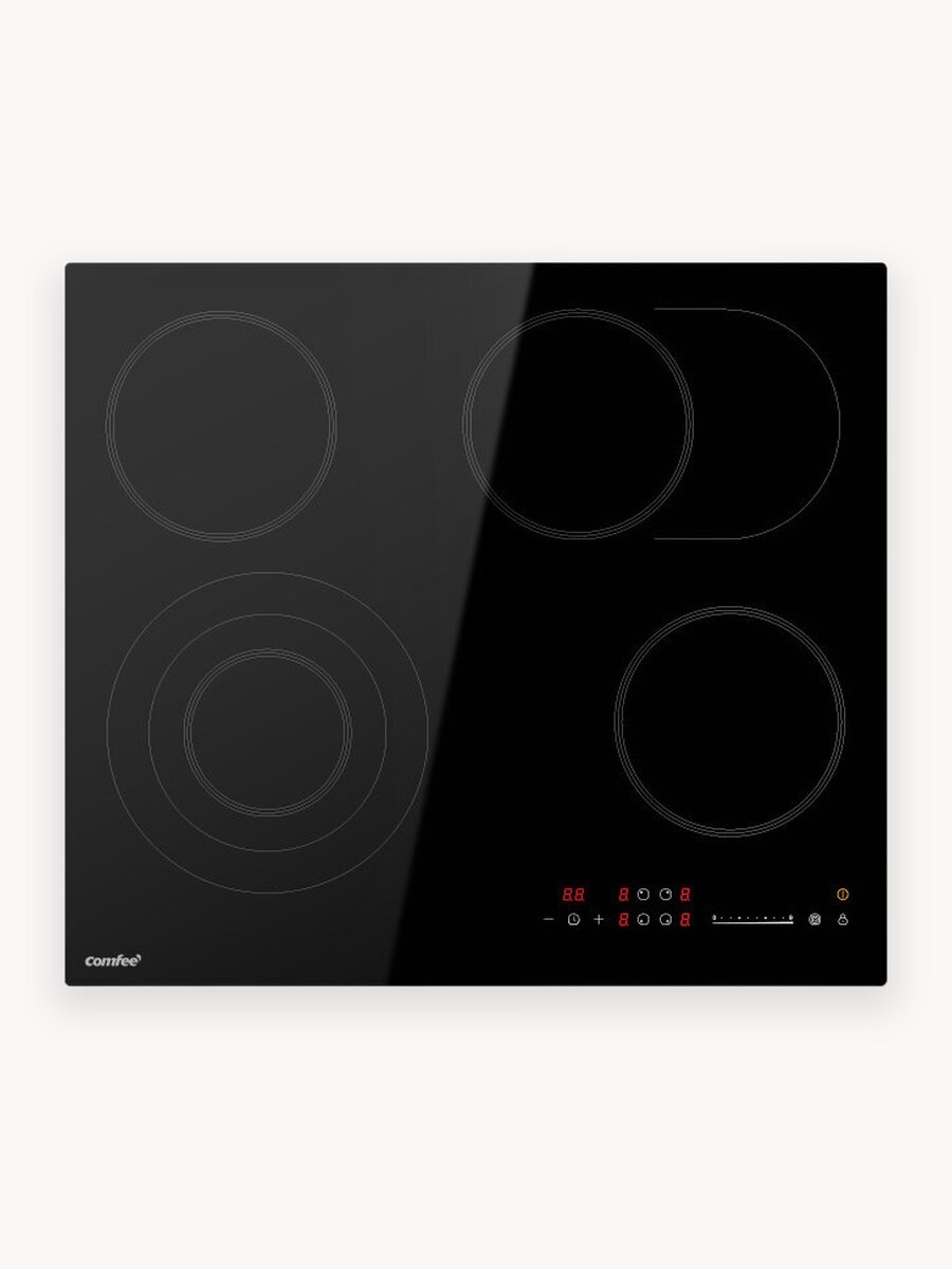 Электрическая варочная панель Comfee CEH621, 4 конфорки, 3 зоны расширения, сенсорное управление слайдер