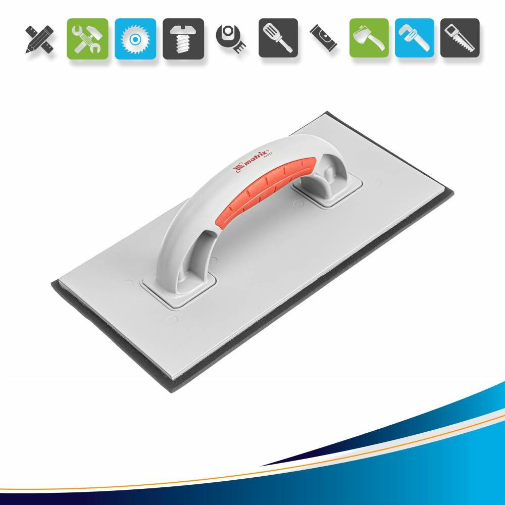 Терка пластмассовая резиновое покрытие 4 мм 270 x 130 мм двухкомпонентная ручка