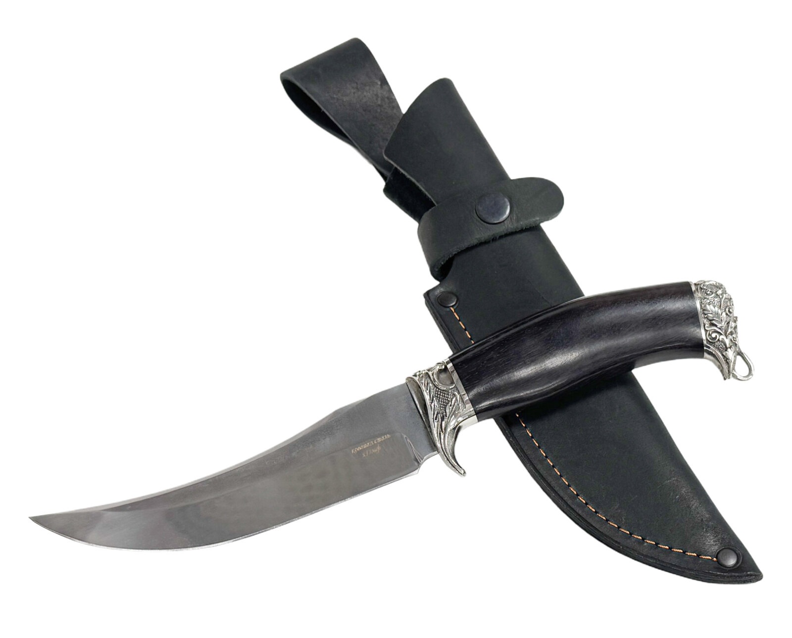 Нож Корсар с рукоятью из граба  сталь Х12МФ  литьё мельхиор