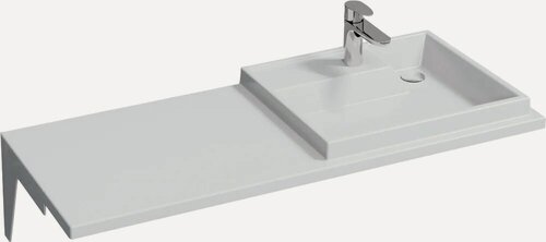 Изображение товара Раковина над стиральной машиной СаНта Юпитер 120 R с левым крылом, на кронштейне, белая, раковина для ванной из искусственного мрамора, прямоугольная