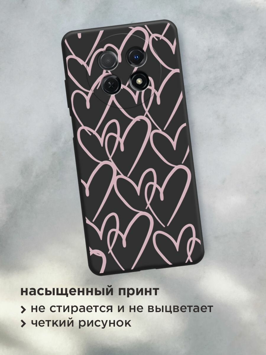 Чехол на Huawei Nova Y91 / Хуавей Нова Y91 с принтом "Hearts doodle pink 1" — фото 1