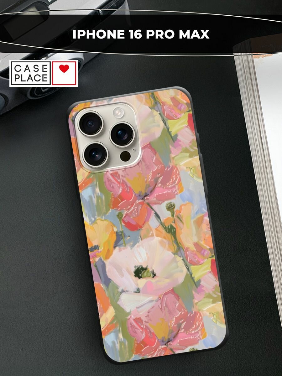 Чехол на Apple iPhone 16 Pro Max / Айфон 16 Про Макс с принтом "Черный сетчатый бант 3"