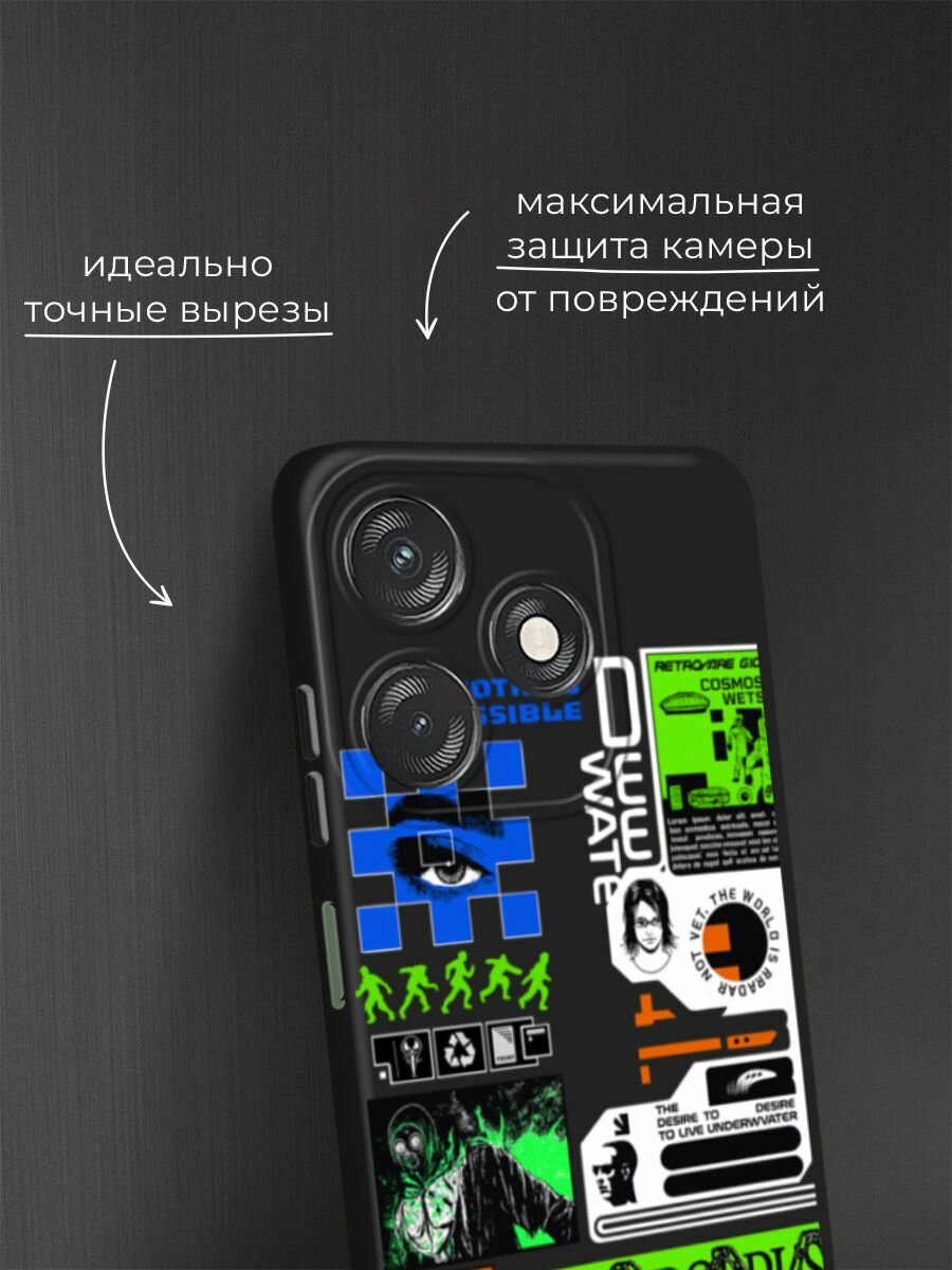 Черный матовый чехол на Tecno Spark 10/10C / Техно Спарк 10/10С с принтом "Nothing impossible" — фото 1