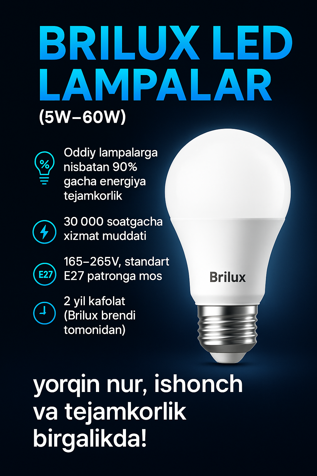 Светодиодная лампа Brilux (5W–60W)