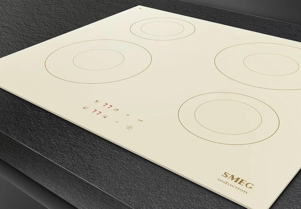 Панель варочная SMEG SI2641DP встраиваемая, индукционная, стеклокерамика, 60 см, прямой край, бежевая, 4 конфорки.