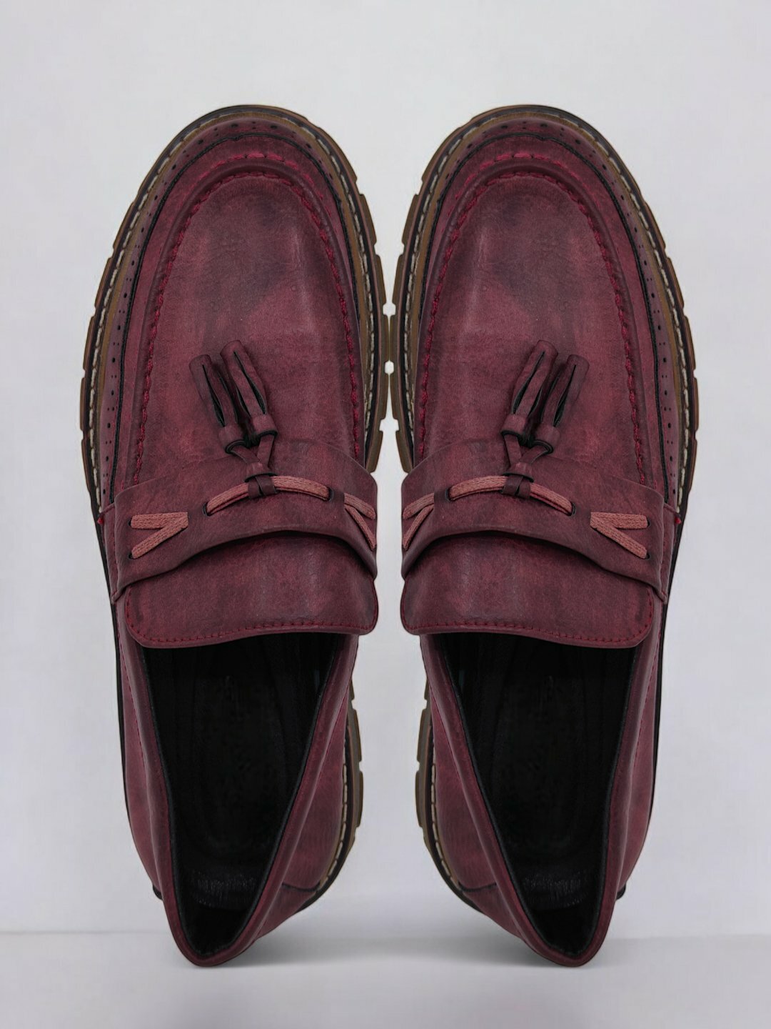 Лоферы  Туфли мужские Solid Step, из экокожи, водонепроницаемые, размер 38 39 40 41 42 43, алый — фото 1