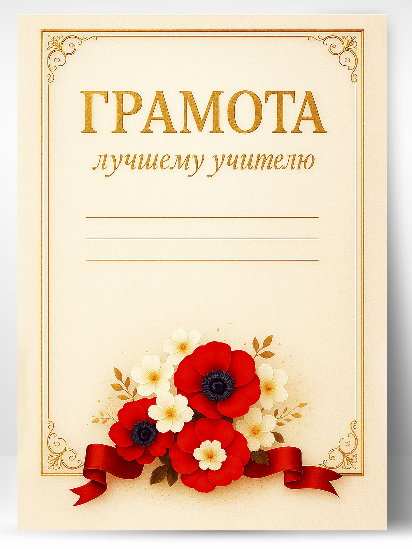 Грамота диплом в подарок - Лучшему учителю