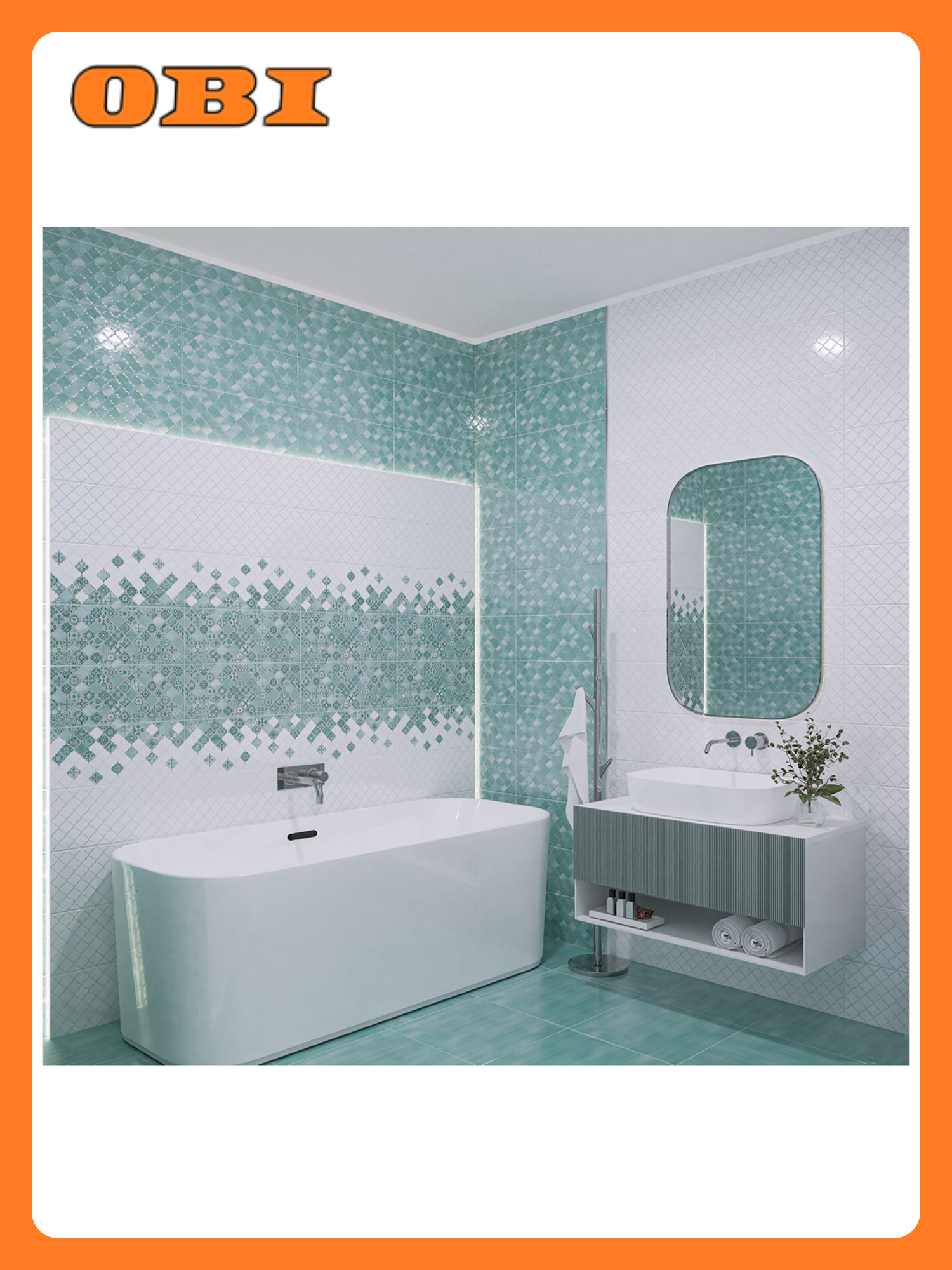 Декор настенный Azori CALYPSO 1 аквамарин 201х505 см