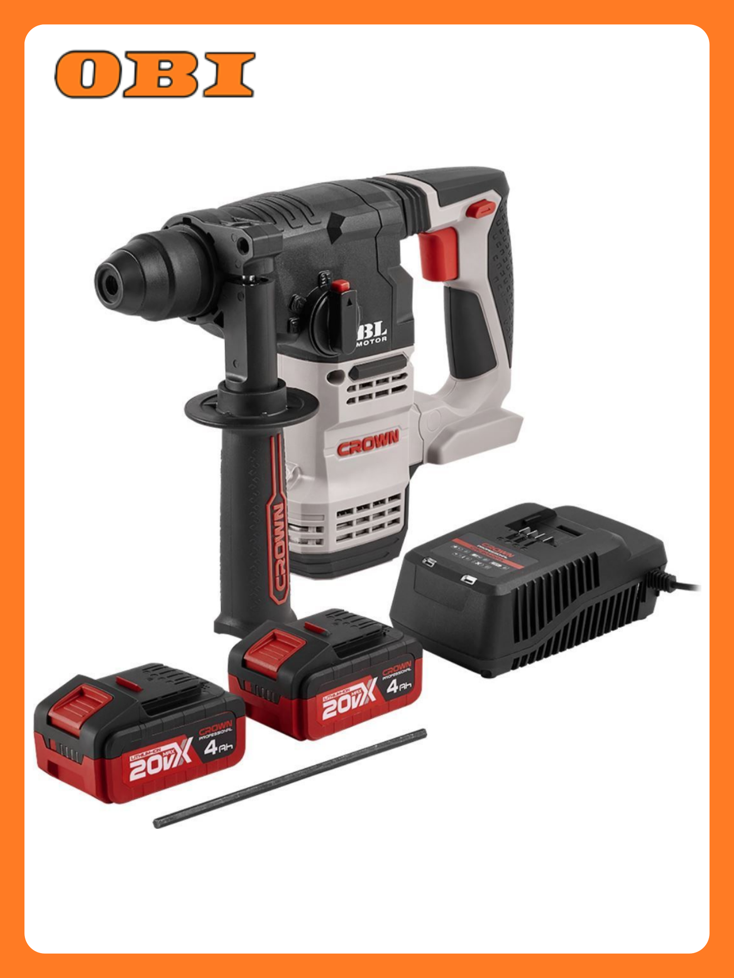 Перфоратор CROWN CT28001HX-4 20В 2 аккумулятора 4 Ач с кейсом