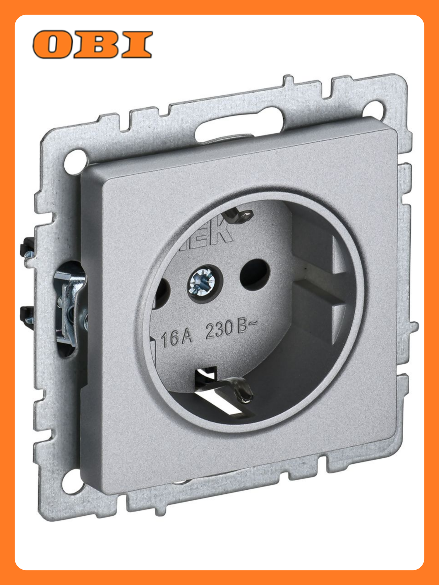 Розетка IEK BRITE РС11-1-0-БрА, алюминий, IP20, 16A, открытая установка, серебристая