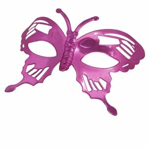 Маска маскарадная Розовая бабочка с лентой для крепления на голове 16.5х8х7 см