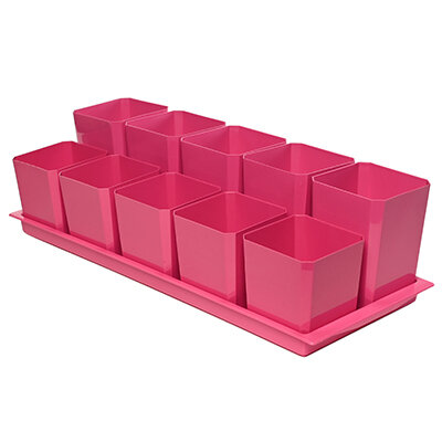 Набор горшков для рассады двухуровневый (цвет розовый) 10 шт.