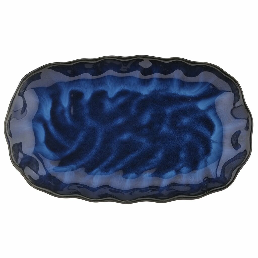 "Тихий океан" Блюдо керамическое 310х185х40мм, 850мл, синий