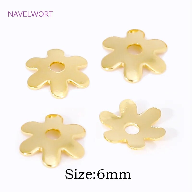 Золотые шапочки для бусин NAVELWORT, 6 мм, 4 шт