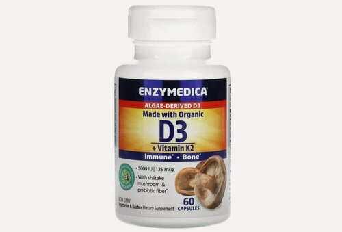 Изображение товара Enzymedica, Органический D3 (5000 ME) + витамин K2 с пребиотиком, 60 капсул