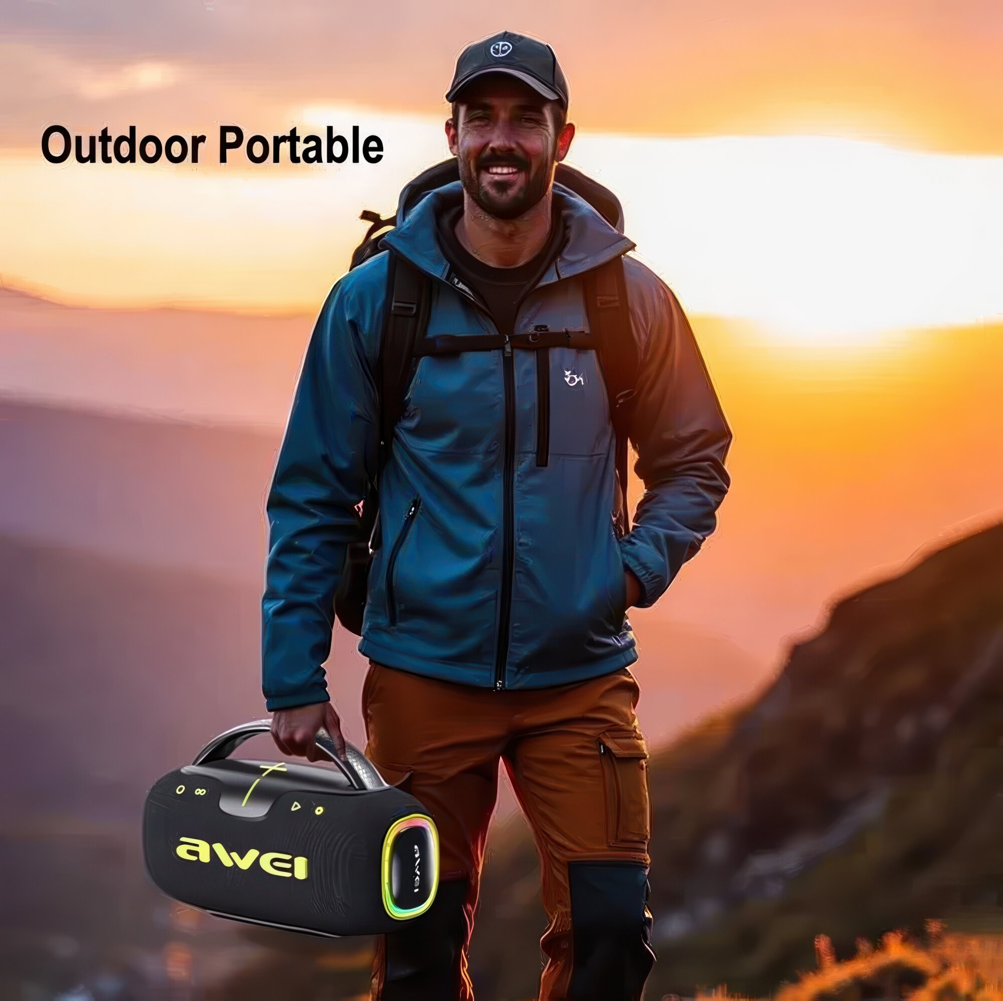 Портативная Bluetooth-колонка Awei KA28, 50 Вт, Bluetooth 5.3, 7200 мА·ч, IPX5, Type-C, AUX, USB, TF — фото 1