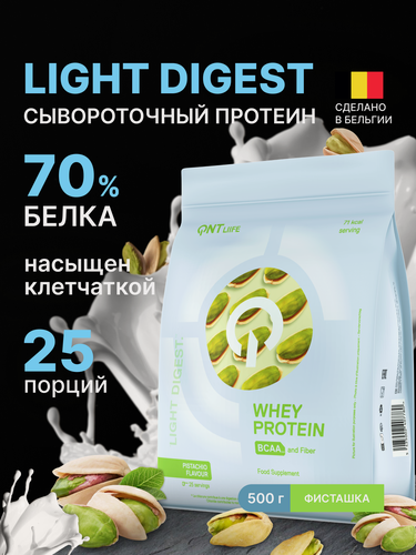 Изображение товара Протеин сывороточный c клетчаткой и BCAA для похудения QNT Light Digest Whey Protein 500 g Pistachio, Фисташка 500 гр.