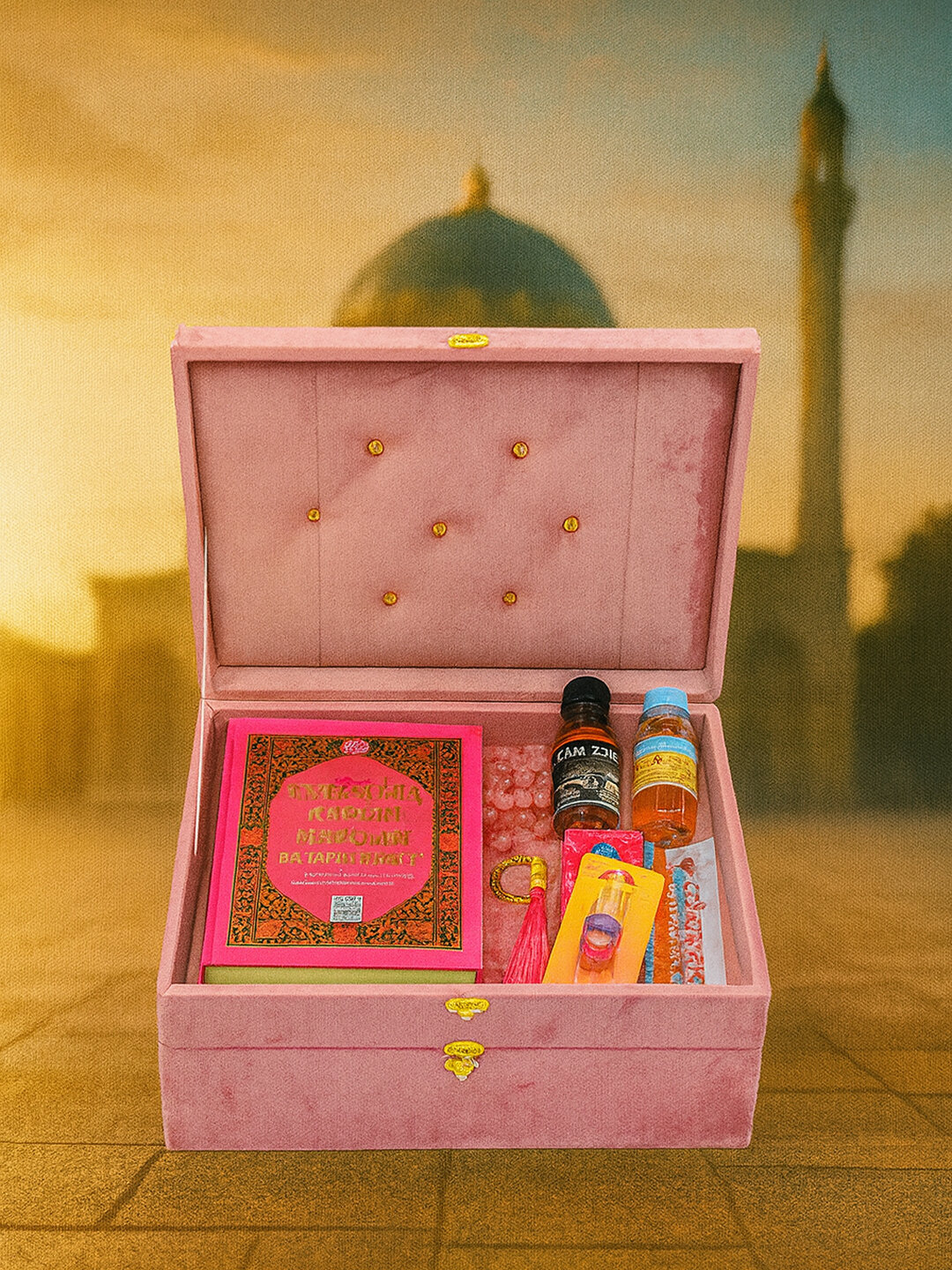 Религиозный набор для молитвы, арабский Коран джойнамаз, четки, зам зам, в подарочной коробке