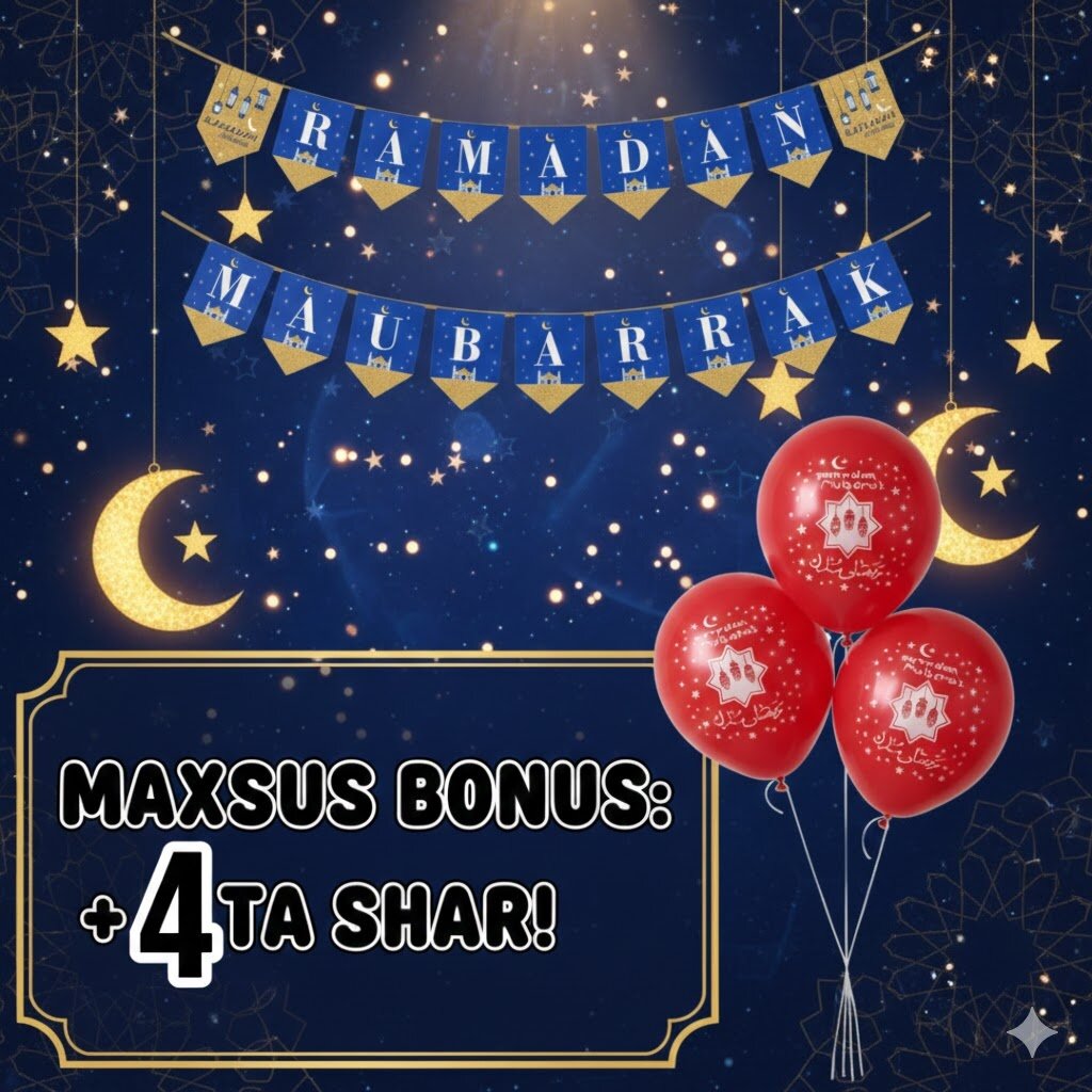 Набор для декора "Рамадан Мубарак": Баннер-гирлянда и 4 праздничных шара (в подарок)