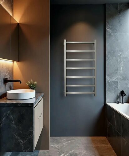 Изображение товара Полотенцесушитель водяной Quadro-1 80x50 см Оружейная сталь