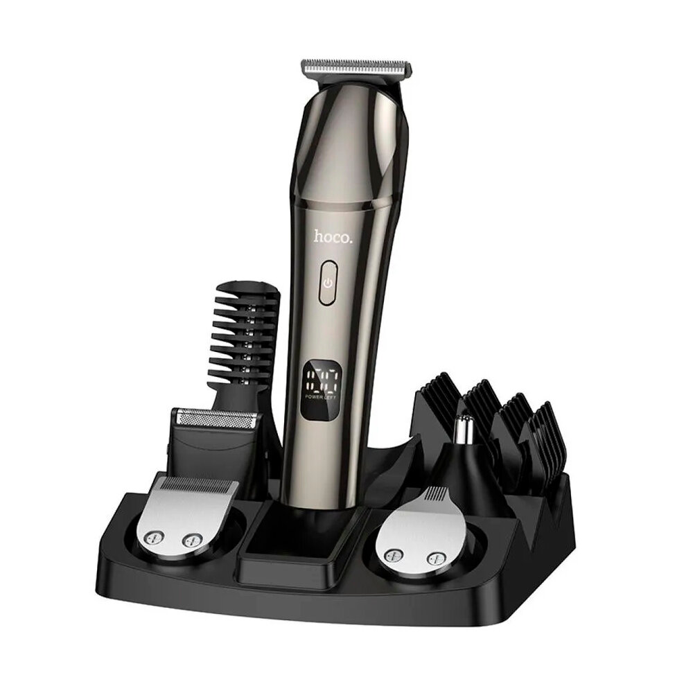 Машинка для стрижки волос Hoco HP26 6 в 1 с дисплеем, черный