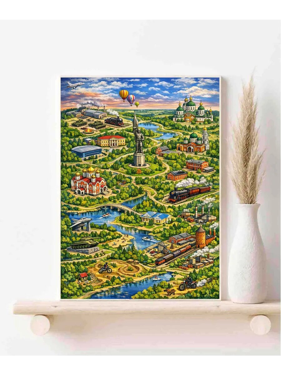 Ковров, Россия, Fantasy MapКарта, Плакат 30x42см