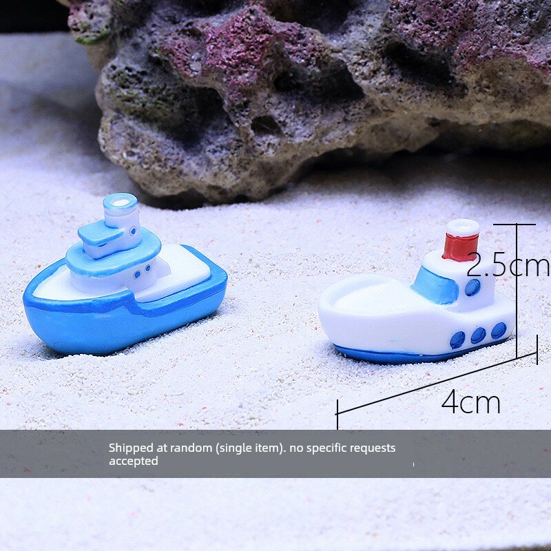 Миниатюрная яхта для аквариума, 3D океанский пейзаж, декоративный аксессуар для рыб, случайный цвет