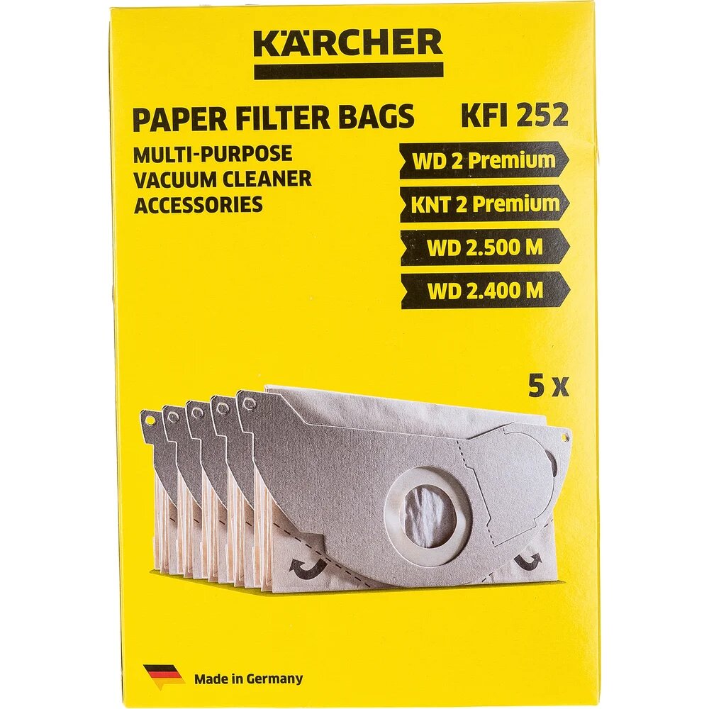 Бумажные фильтр-мешки Kärcher KFI 252 6.904-143.0 для пылесоса, 5 штук